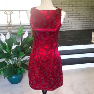 Gorgeous vintage Shiny Red Butterfly Dress with Side Split